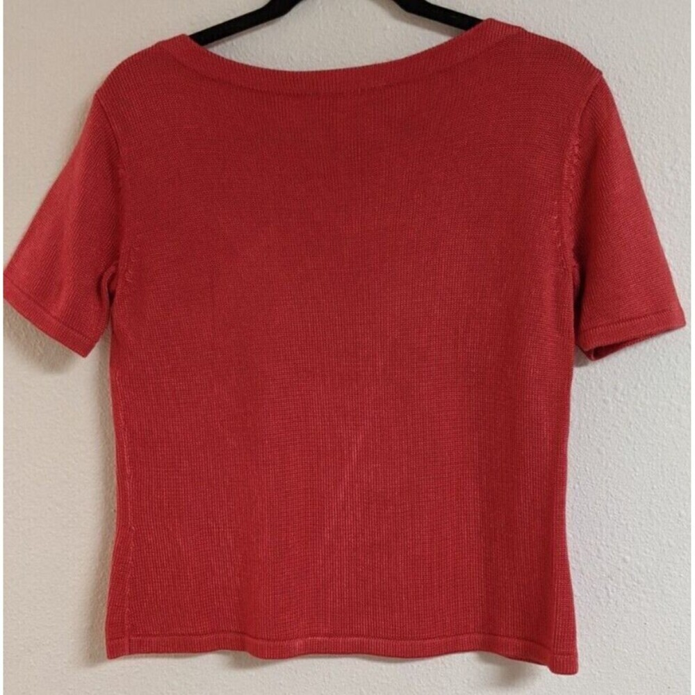 Women's TALBOTS Bright Pink Cotton/Rayon Blend Boatneck Short Sleeve Sweater SM - Picture 4 of 6
